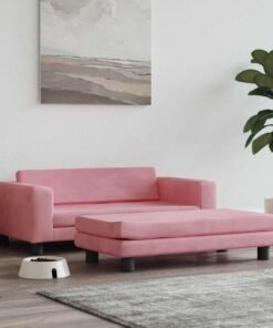 Lit pour chien avec extension rose 100x50x30 cm velours