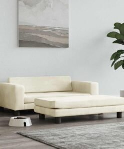 Lit pour chien avec extension crème 100x50x30 cm velours