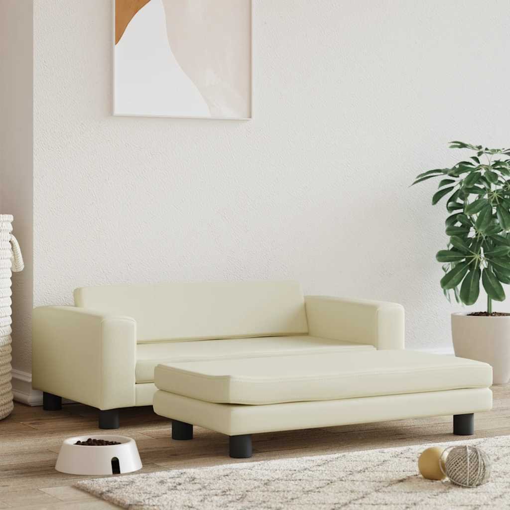 Lit pour chien avec extension crème 100x50x30 cm similicuir