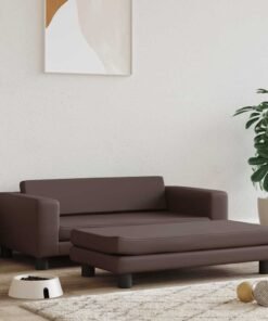 Lit pour chien avec extension marron 100x50x30 cm similicuir