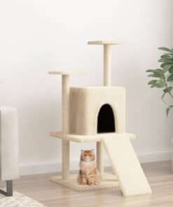 Arbre à chat avec griffoirs en sisal crème 110 cm