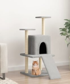 Arbre à chat avec griffoirs en sisal gris clair 110 cm