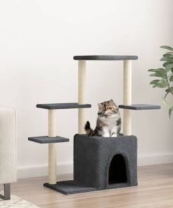 Arbre à chat avec griffoirs en sisal gris foncé 97,5 cm