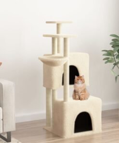 Arbre à chat avec griffoirs en sisal crème 122 cm