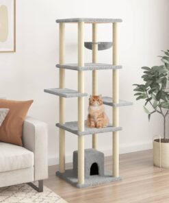Arbre à chat avec griffoirs en sisal Gris clair 154 cm