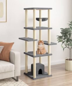 Arbre à chat avec griffoirs en sisal Gris foncé 154 cm