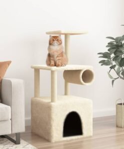 Arbre à chat avec griffoirs en sisal crème 109,5 cm