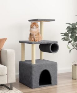 Arbre à chat avec griffoirs en sisal gris foncé 109,5 cm