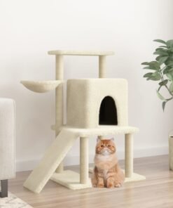 Arbre à chat avec griffoirs en sisal Crème 96,5 cm