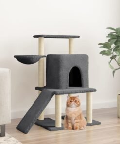 Arbre à chat avec griffoirs en sisal gris foncé 96,5 cm