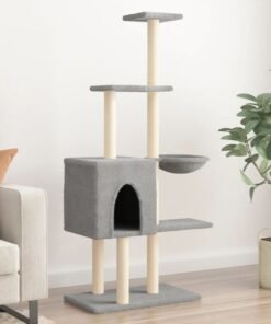 Arbre à chat avec griffoirs en sisal Gris clair 145 cm