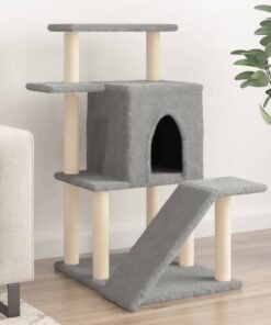Arbre à chat avec griffoirs en sisal gris clair 97 cm