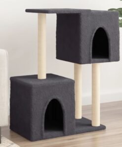 Arbre à chat avec griffoirs en sisal Gris foncé 86 cm
