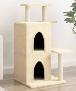 Arbre à chat avec griffoirs en sisal crème 97 cm