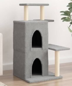 Arbre à chat avec griffoirs en sisal gris clair 97 cm