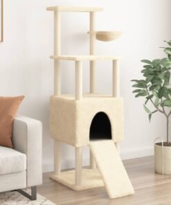 Arbre à chat avec griffoirs en sisal Crème 153 cm
