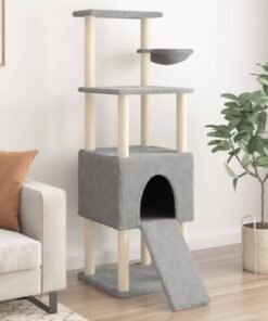 Arbre à chat avec griffoirs en sisal Gris clair 153 cm