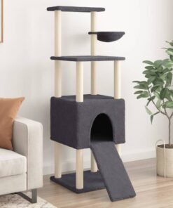 Arbre à chat avec griffoirs en sisal Gris foncé 153 cm
