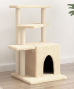 Arbre à chat avec griffoirs en sisal crème 83,5 cm