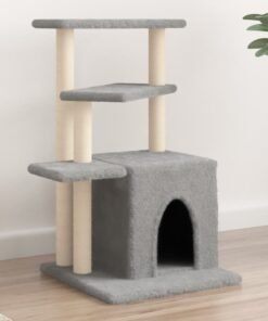 Arbre à chat avec griffoirs en sisal gris clair 83,5 cm