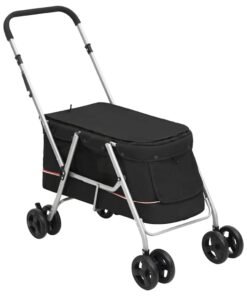 Poussette pour chien pliante Noir 100x49x96 cm Tissu de lin