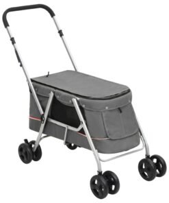 Poussette pour chien pliante Gris 100x49x96 cm Tissu de lin