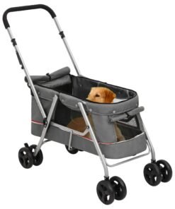 Alternative view of Poussette pour chien pliante Gris 100x49x96 cm Tissu de lin