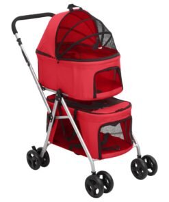 Poussette pour chien pliante à 2 niveaux Rouge 83x48x97 cm