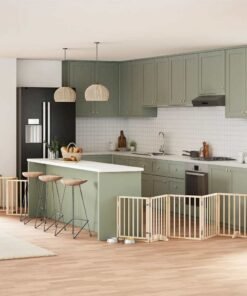 Barrière pour chien porte pliable 12 panneaux bois de peuplier