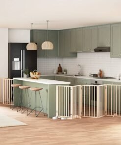 Barrière pour chien porte pliable 12 panneaux bois de peuplier