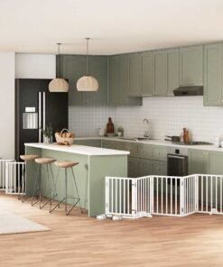 Barrière pour chien porte pliable 12 panneaux bois de peuplier