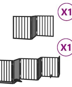 Alternative view of Barrière pour chien porte pliable 9 panneaux noir bois peuplier