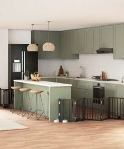 Barrière pour chien porte pliable 12panneaux noir bois peuplier