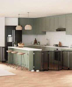 Barrière pour chien porte pliable 9 panneaux noir bois peuplier