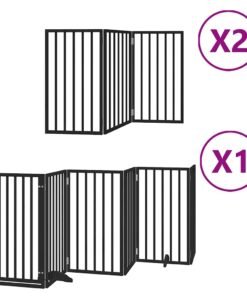 Alternative view of Barrière pour chien porte pliable 12panneaux noir bois peuplier