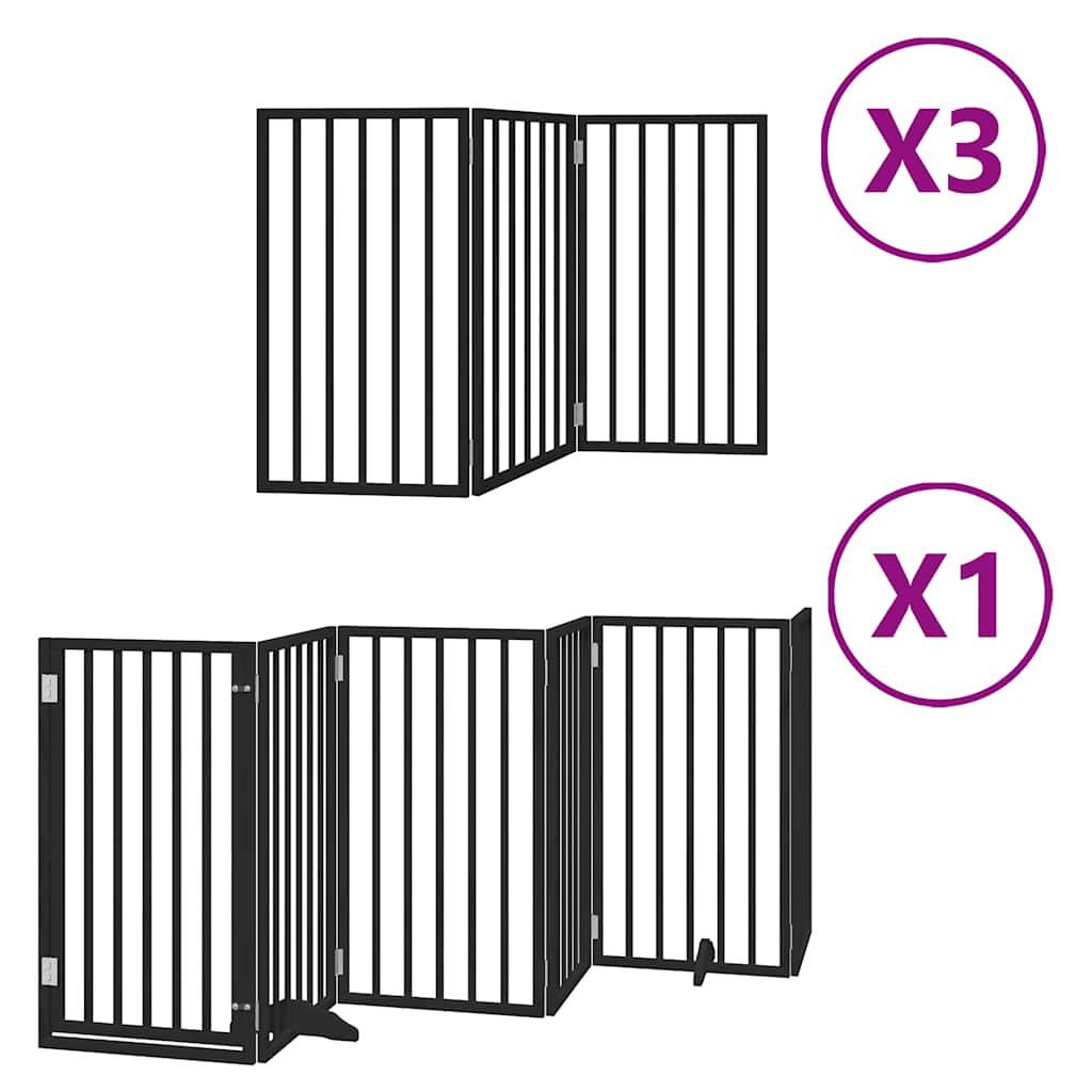 Barrière pour chien porte pliable 15panneaux noir bois peuplier – Image 2