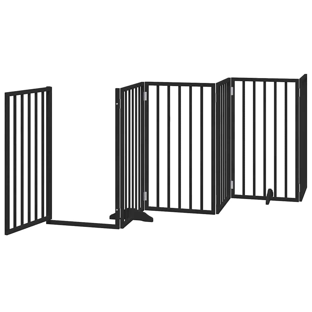 Barrière pour chien porte pliable 15panneaux noir bois peuplier – Image 4