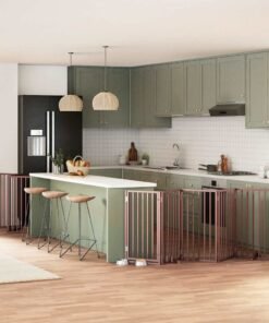 Barrière pour chien porte pliable 9 panneaux bois de peuplier