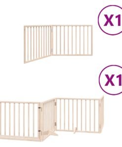 Alternative view of Barrière pour chien avec porte pliable 6 panneaux bois peuplier