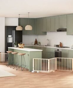 Barrière pour chien porte pliable 10 panneaux bois de peuplier