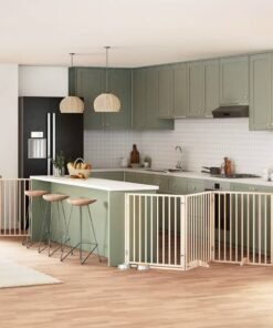 Barrière pour chien porte pliable 8 panneaux bois de peuplier