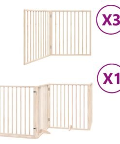 Alternative view of Barrière pour chien porte pliable 10 panneaux bois de peuplier