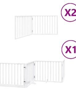 Alternative view of Barrière pour chien porte pliable 8panneaux blanc bois peuplier