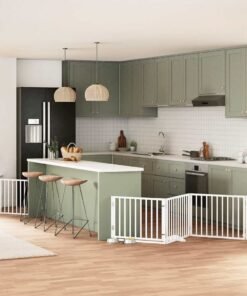 Barrière pour chien porte pliable 10 panneaux bois de peuplier