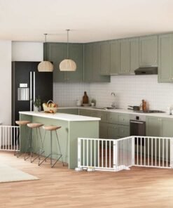 Barrière pour chien porte pliable 12 panneaux bois de peuplier