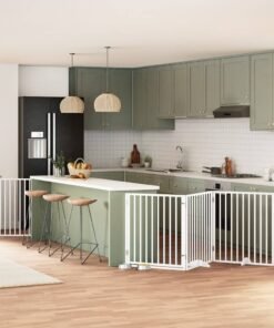 Barrière pour chien porte pliable 10 panneaux bois de peuplier