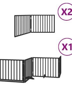 Alternative view of Barrière pour chien porte pliable 8 panneaux noir bois peuplier
