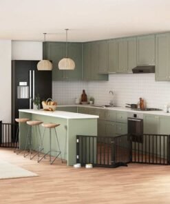 Barrière pour chien porte pliable 10panneaux noir bois peuplier