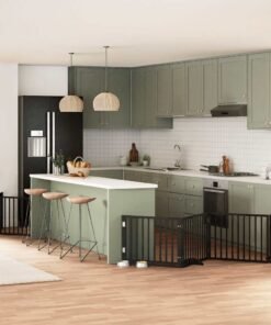 Barrière pour chien porte pliable 12panneaux noir bois peuplier