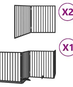 Alternative view of Barrière pour chien porte pliable 8 panneaux noir bois peuplier